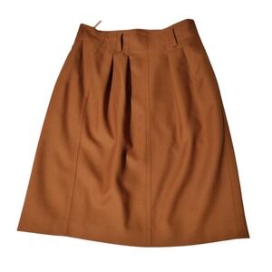 Mondi Vintage West Germany Pure Wool Pleated Skirt Camel Brown Sz 42 (31" Waist)